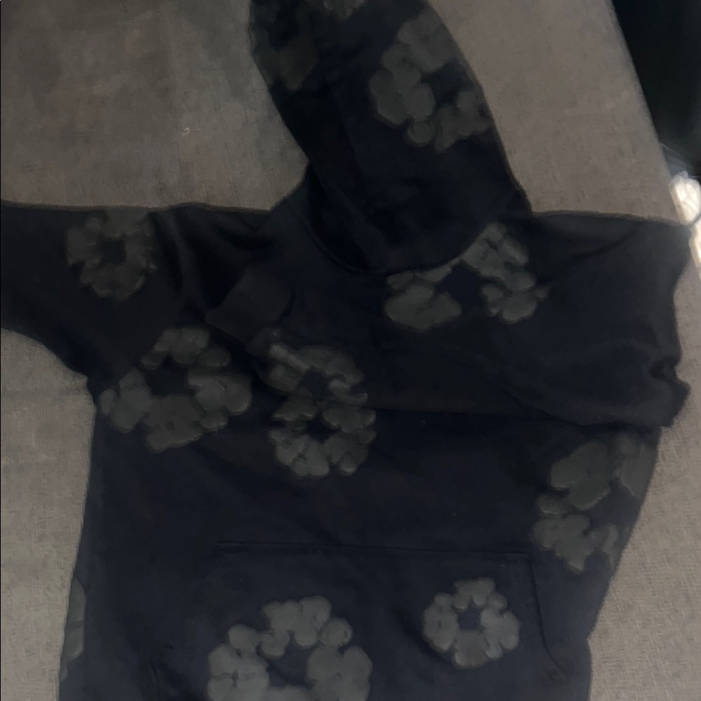 Denim tear black monochrome hoodie